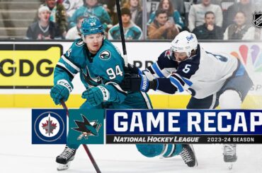 Jets @ Sharks 1/4 | NHL Highlights 2024