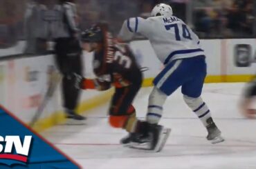 Maple Leafs' Bobby McMann Gets Five Minutes And A Game For Boarding On Pavel Mintyukov