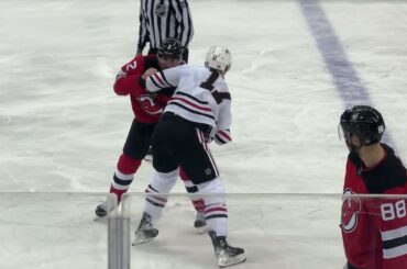 NJ Devils vs. Chicago Blackhawks ROUGH STUFF AND A FIGHT 1/5/24