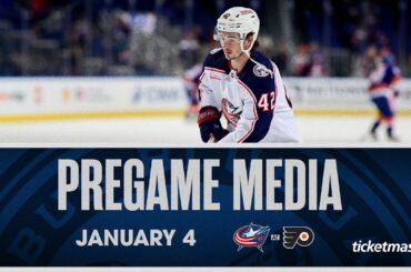 Alexandre Texier, Jake Bean and Blue Jackets Head Coach Pascal Vincent | Pregame Media (1/4/23)