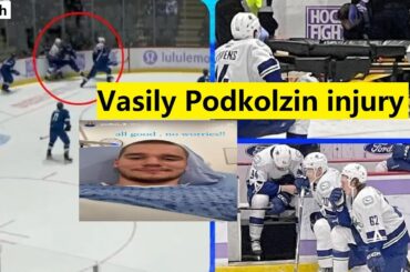 Vasily Podkolzin injury Video: AHL game Abbotsford Canucks vs Colorado hospital after hitting head