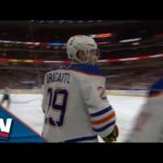 Oilers' Leon Draisaitl Takes Feed From Ryan McLeod In Tight To Score Tying Goal