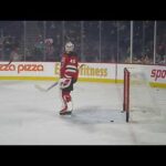 Utica Comets goalie Akira Schmid warms up 1/10/24