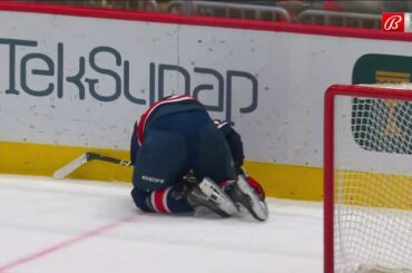 Martin Fehérváry scared the whole arena by crashing head first into the board after a big hit