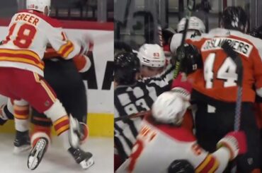 Chaos Erupts After AJ Greer Boards Travis Sanheim