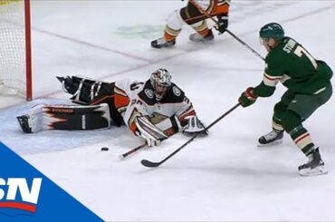 Ryan Miller Misplays Puck Leading To Easy Goal For Minnesota Wild Forward Nico Sturm