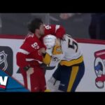 'Can you believe this?': Red Wings' Alex DeBrincat Fights Predators' Roman Josi