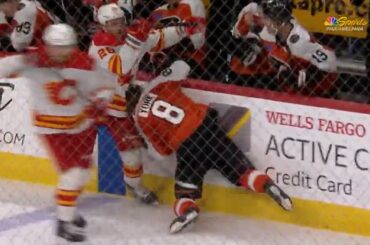 Elias Lindholm creepy hited Cam York's head against the edge of the board and a fight broke out