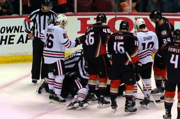 Gotta See It: Rakell mobbed by Blackhawks after smashing Crawford