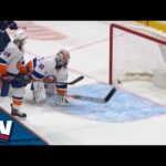 Jets' Neal Pionk Scores On Open Net After Islanders' Ilya Sorokin Loses Skate Blade