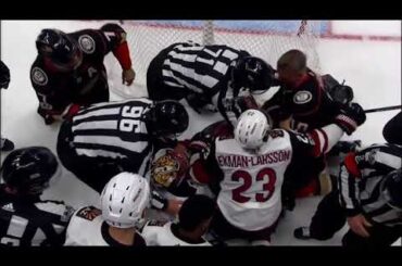 Corey Perry hits Louis Domingue, who retaliates with a takedown