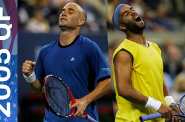 Andre Agassi vs James Blake in a five-set late-night classic! | US Open 2005 Quarterfinal