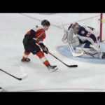 Daniil Tarasov stops York's breakaway vs Flyers (4 jan 2024)