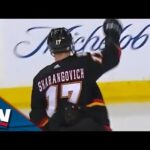 Flames' Yegor Sharangovich Snipes One Over Blocker Of Jordan Binnington For 20th Goal Of Season