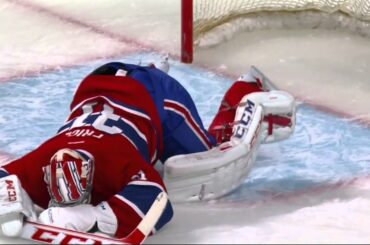 Carey Price takes one in the pills Feb 6 2013 Boston Bruins vs Montreal Canadiens NHL Hockey