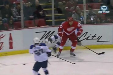 Johan Franzen gives Kevin Shattenkirk a Mule Kick Feb 1 2013