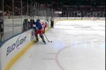 Michael del Zotto nails Mike Santorelli