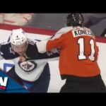 Flyers' Travis Konency Drops The Gloves With Jets' Neals Pionk And Exchange Blows In Heated Tilt