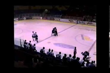 Bruno Cliche vs. Sylvain Plamondon & Marc Lauzon vs. Patrick Vincent QMJHL 5/10/97