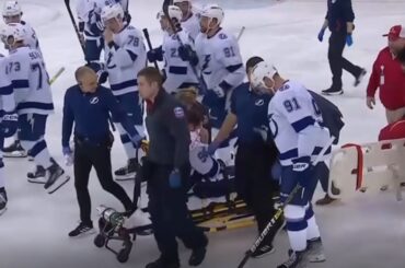 Mikhail Sergachev Stretchered Off Ice After Hit On Lafreniere