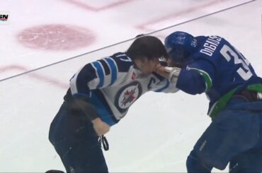 Phillip Di Giuseppe answers Adam Lowry for hit on Nils Aman