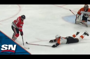 Blackhawks' Colin Blackwell Makes Beauty Toe-Drag Around Jamie Drysdale And Finishes Top Shelf