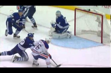 Jonathan Bernier's Great Diving Save - Oilers at Maple Leafs - 12/10/2013