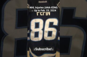 NHL Injuries (ANA-EDM) After Games of February 22, 2024