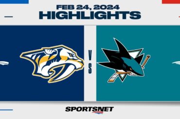 NHL Highlights | Predators vs. Sharks - February 24, 2024