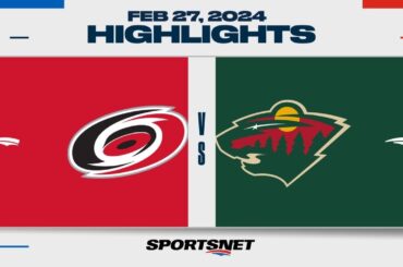 NHL Highlights | Hurricanes vs. Wild - February 27, 2024