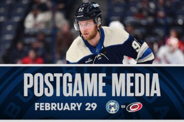 Erik Gudbranson, Alex Nylander, Cole Sillinger and HC Pascal Vincent  | Postgame Media (2/29/24)