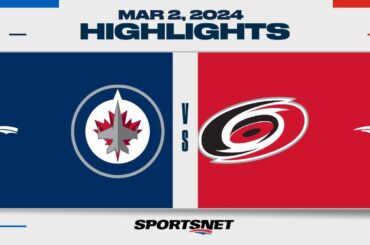 NHL Highlights | Jets vs. Hurricanes - March 2, 2024