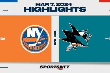 NHL Highlights | Islanders vs. Sharks - March 7, 2024