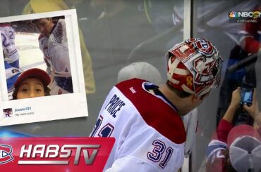 Carey Price takes selfie with fan during TV timeout