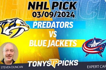 Nashville Predators vs. Columbus Blue Jackets 3/9/2024 FREE NHL Picks and Predictions on NHL Betting