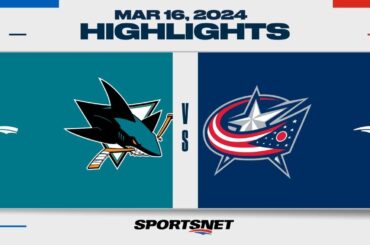 NHL Highlights | Blue Jackets vs. Sharks - March 16, 2024