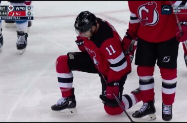 Chris Tierney Blocks A Neil Pionk Shot W/ His Skate Blade #NJDevils