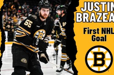 Justin Brazeau #55 (Boston Bruins) first NHL goal Feb 19, 2024