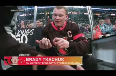 Brady Tkachuk's Reaction After Brendan Lemieux Bites Him