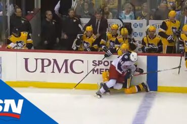Penguins’ Evgeni  Malkin Forced To Dressing Room After Awkward Hit Into Boards