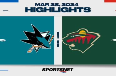 NHL Highlights | Sharks vs. Wild - March 28, 2024