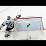 Referee waves play off but Andrei Vasilevskiy makes great reactionary save