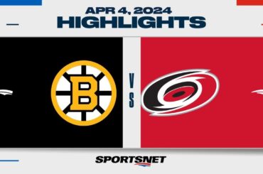 NHL Highlights | Bruins vs. Hurricanes - April 4, 2024