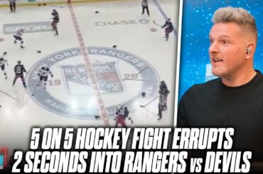 5 On 5 NHL Brawl Erupts 2 seconds Into A Game & It Was AWESOME | Pat McAfee Reacts