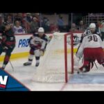 Nino Niederreiter Banks Puck Off J-F Berube's Skate For Clever Goal