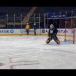 Tristan Jarry taking shots during Penguins' optional skate before Game 5 in New York