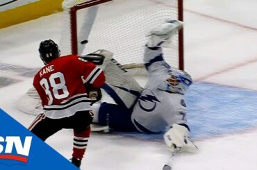 Louis Domingue Robs Patrick Kane With Flailing, 1985-style Vintage Save