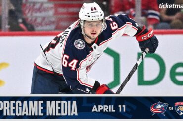 Zach Werenski, Ivan Provorov, Trey Fix-Wolansky and HC Pascal Vincent | Pregame Media (4/11/24)