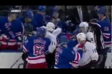 Ryan McDonagh Sends Corey Perry Into Rangers Bench Twice 11/4/13