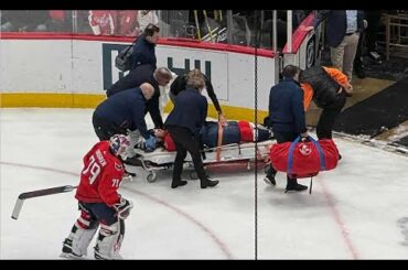 Nick Jensen Stretchered Off the Ice